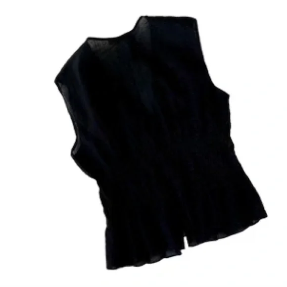 Frame Ruched V-Neck Sleeveless Black Blouse Women’s Size Large - Picture 2 of 7
